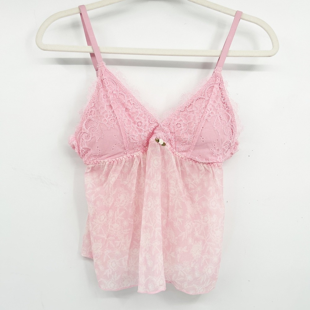 Jessica Simpson‎ Coquette Delicate Feminine Floral Lace Babydoll Cami Top Size S